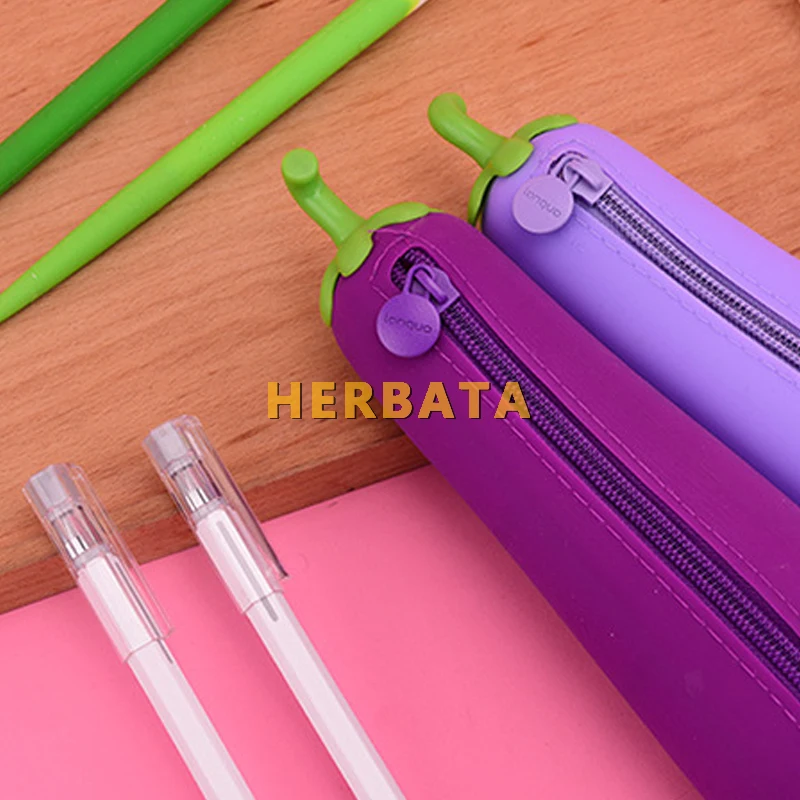 가지 필통, 실리콘 젤리 필통, 어린이 문구 가방, 학생 펜 가방, 학용품 보관함