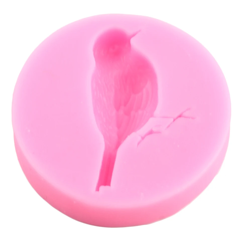 MYPRACS Set di 4 stampi in silicone a forma di ramo di albero, fiore, foglia, uccello, pasta di zucchero, decorazioni per torte, pasta di gomma, cupcake, caramelle, cioccolato, argilla polimerica