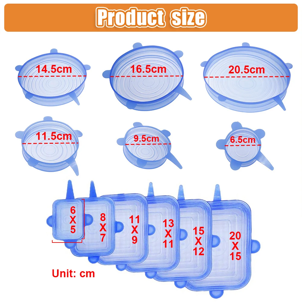 Silicone Covers Bowl Cover Silicone Pot Lid 12PCS Food Silicone Cover Stretch Lids Reusable Food Wrap Bowl Pot Cover Silicone Stretch Lids Cooking for Keep Fresh