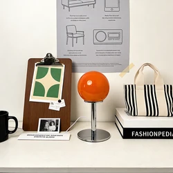 Vibrant Orange Star Orb Glass Table Lamp - Italian Geometric Design, Adjustable Color Temperature Bedside & Living Decor (Tangerine Star Orb)
