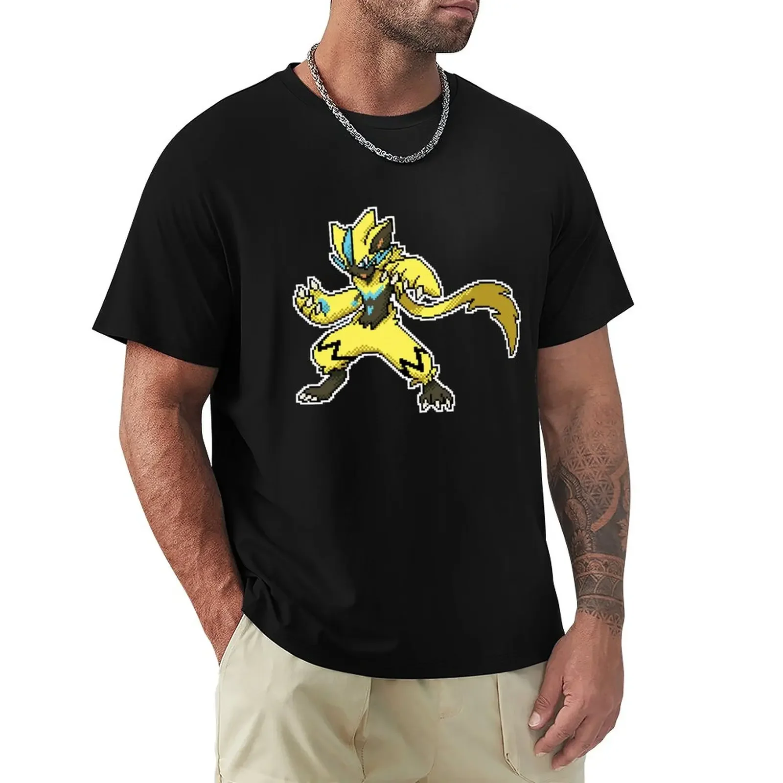 T-Shirt Pixel Zeraora T-Shirt Kawaii Clothes Plain Magliette Divertenti Da Uomo Ad Asciugatura Rapida