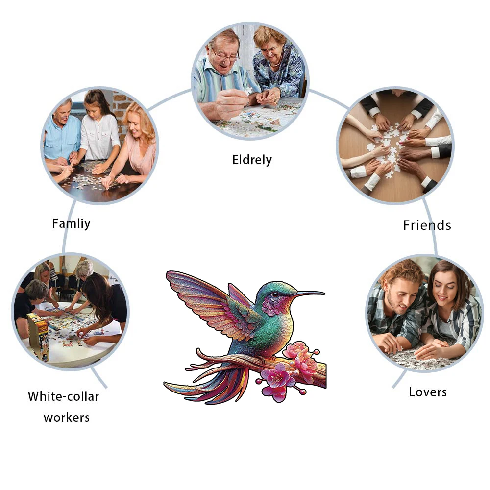 Bird Wooden Puzzle Unique Shaped Pieces Wooden Jigsaw Puzzles Adults Christmas Gift Family Game Home Decor