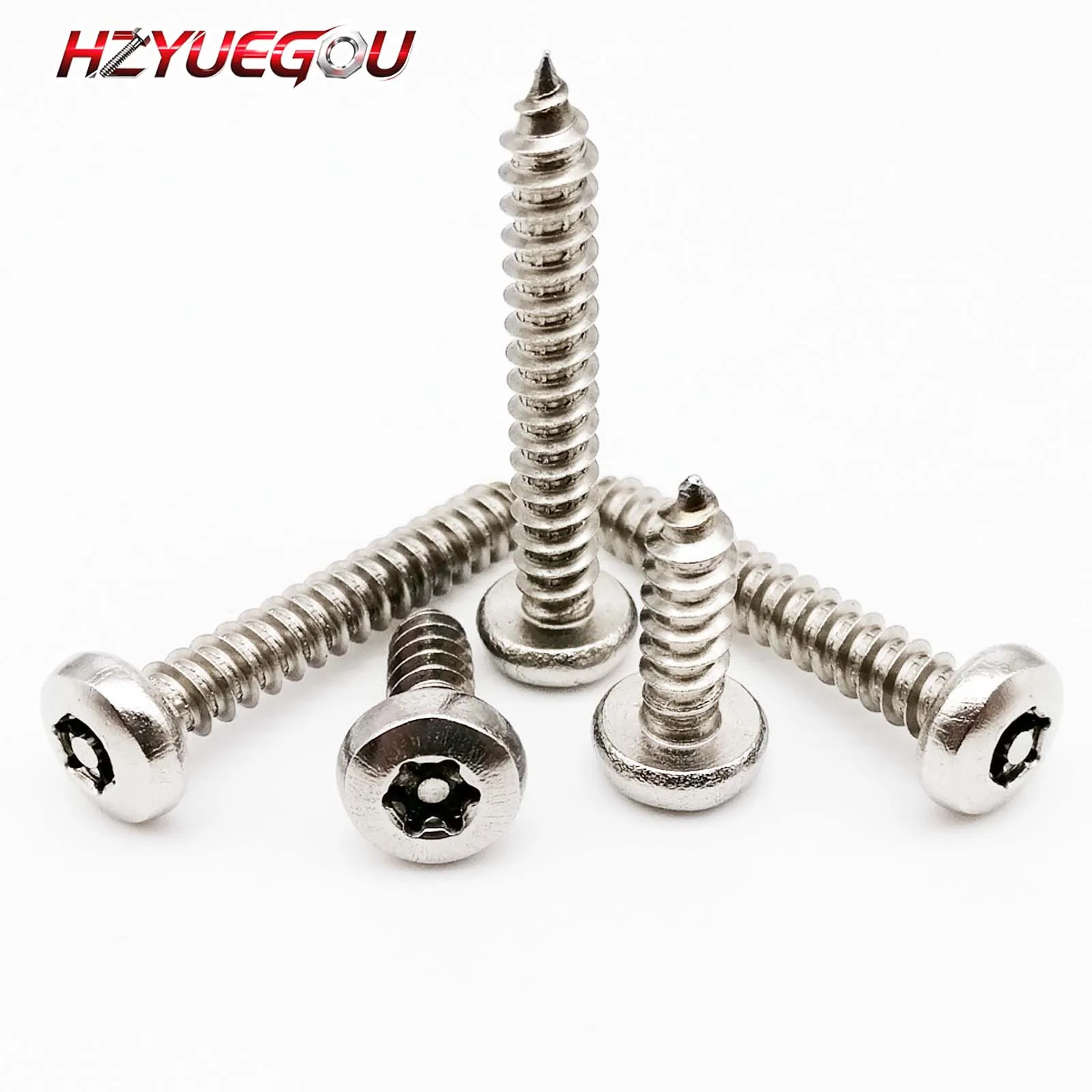 HZYUEGOU 10 Stück M2.9 M3.5 M3.9 M4.2 M4.8 304 Edelstahl Bolzen Torx Flachkopf Rundkopf Manipulationssichere Selbstschneidende Holzschrauben