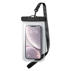 Waterproof Transparent Phone Pouch with Lanyard for Beach and Water Activities (Black)
