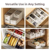 กล่องเก็บของแบบขยายได้สำหรับตู้ครัว ชั้นวางของแบบลิ้นชัก แบ่งช่องมุมฉากสำหรับเก็บของใช้ในครัว 3