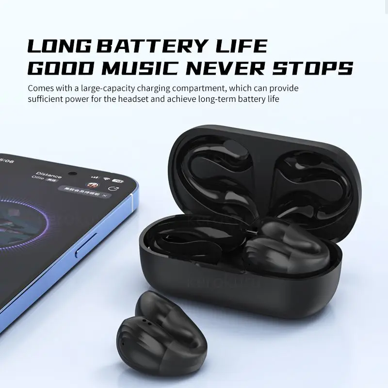 Bone Conduction Bluetooth Fones de Ouvido Aberto Fone de Ouvido sem Fio com Microfone Fone de Ouvido Esportivo para Android e Iphone - Image 6