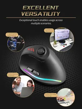 ZELOTES F18 Vertical Ergonomic Mouse 2.4G Wireless Mouse Bluetooth 24000DPI with Programming Gaming Mouse for PC Computer Laptop 6