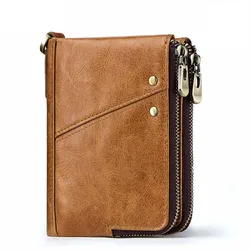 RFID Blocking Genuine Leather Men's Bifold Wallet with Zippered Coin Pocket (01)