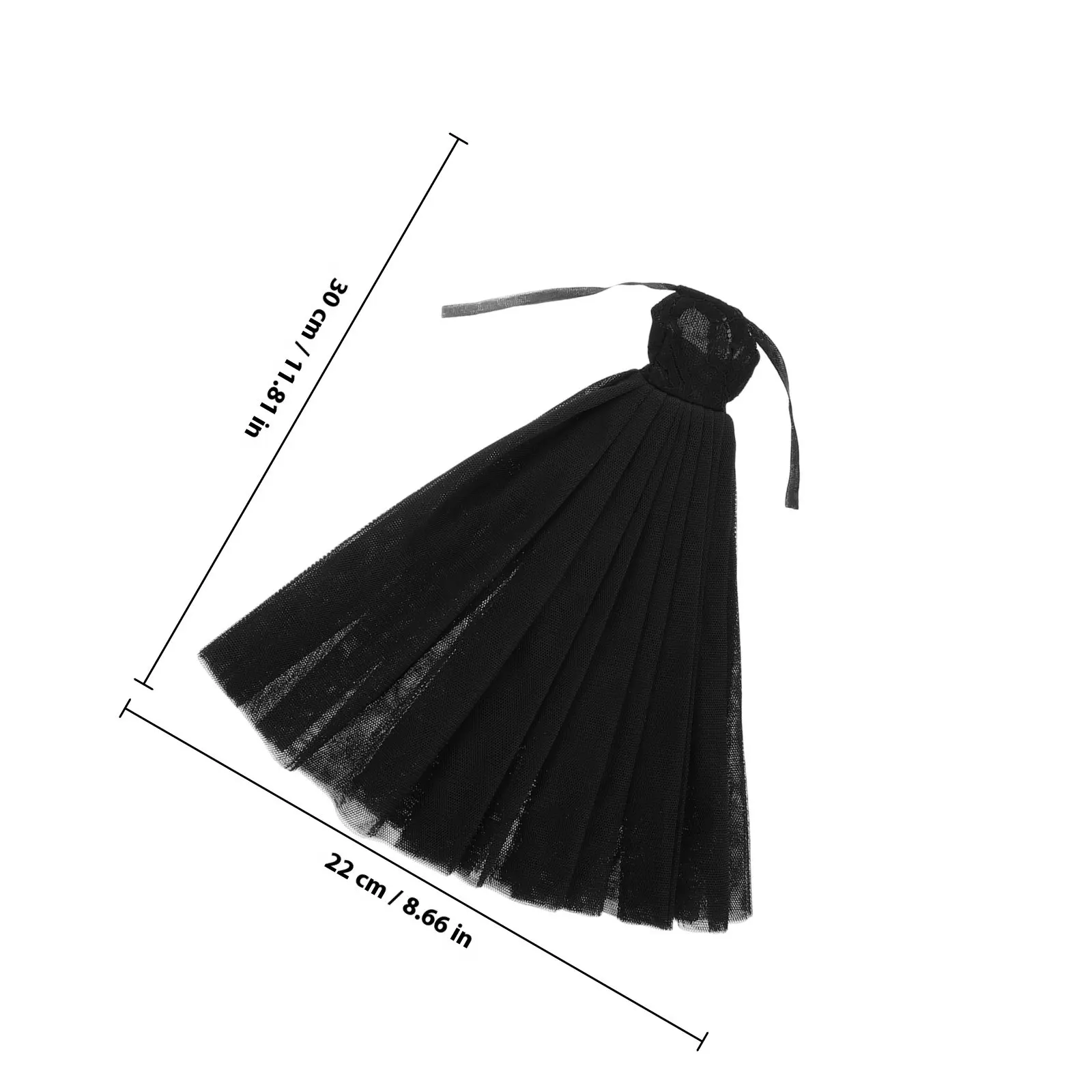 우아한 블랙 튤 웨딩 드레스 11인치 매칭 헤드 베일 정장 신부 가운 볼 파티 할로윈 의상 세트