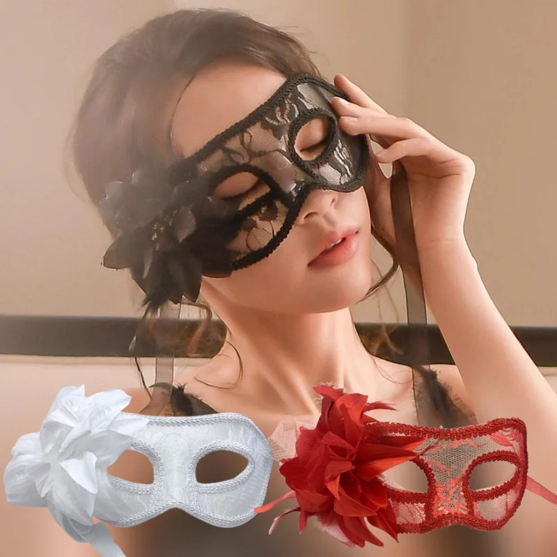 Tanzparty Venezianische Spitzenmaske Feder Blume Hochzeit Karneval Performance Dame Sexy Perspektive Gesichtsmaske Maskerade Weihnachten – Detail 9