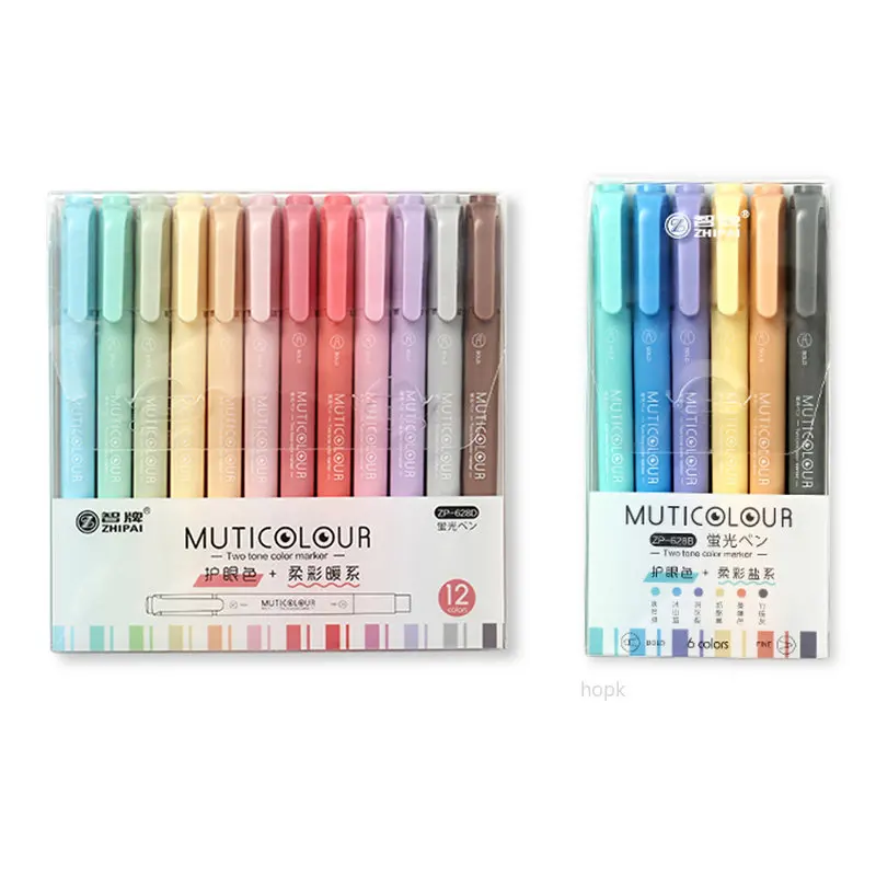 蛍光ペン,レトロ,双頭,マーカー,ヴィンテージ,学生向け,文房具,24/6色