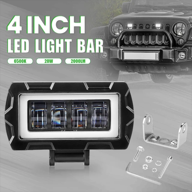 PICAA 52cm 20 Pouces 288W Barre Lumineuse LED 4x4+2x 4 36W Phare De Travail Led+Câblage Kit, Trois Rangées Blanc Lampe Pour Voiture Camion Offroad SUV Tracteur ATV 12V 24V