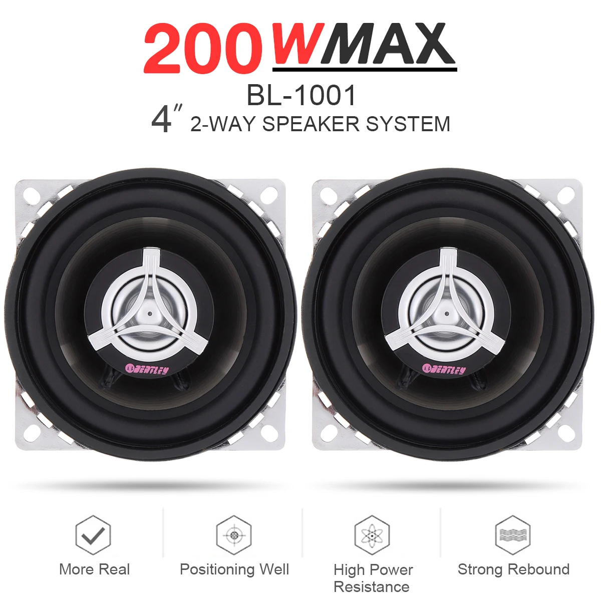 2pcs 4 Inch 2 Way Car Coaxial Auto Audio Music Stereo Full Range Frequency Hifi Speakers Non-destructive Installation