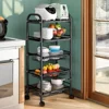 Kitchen with Wheel Storage Rack Floor Standing Multi-storey Shelf Multifunctional Microwave Oven Vegetable Basket Storage Rack 4