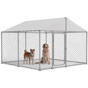Heavy Duty Outdoor Dog Kennel with Waterproof Cover, UV-Resistant Roof, and Secure Locking Mechanism for Large Dogs 1