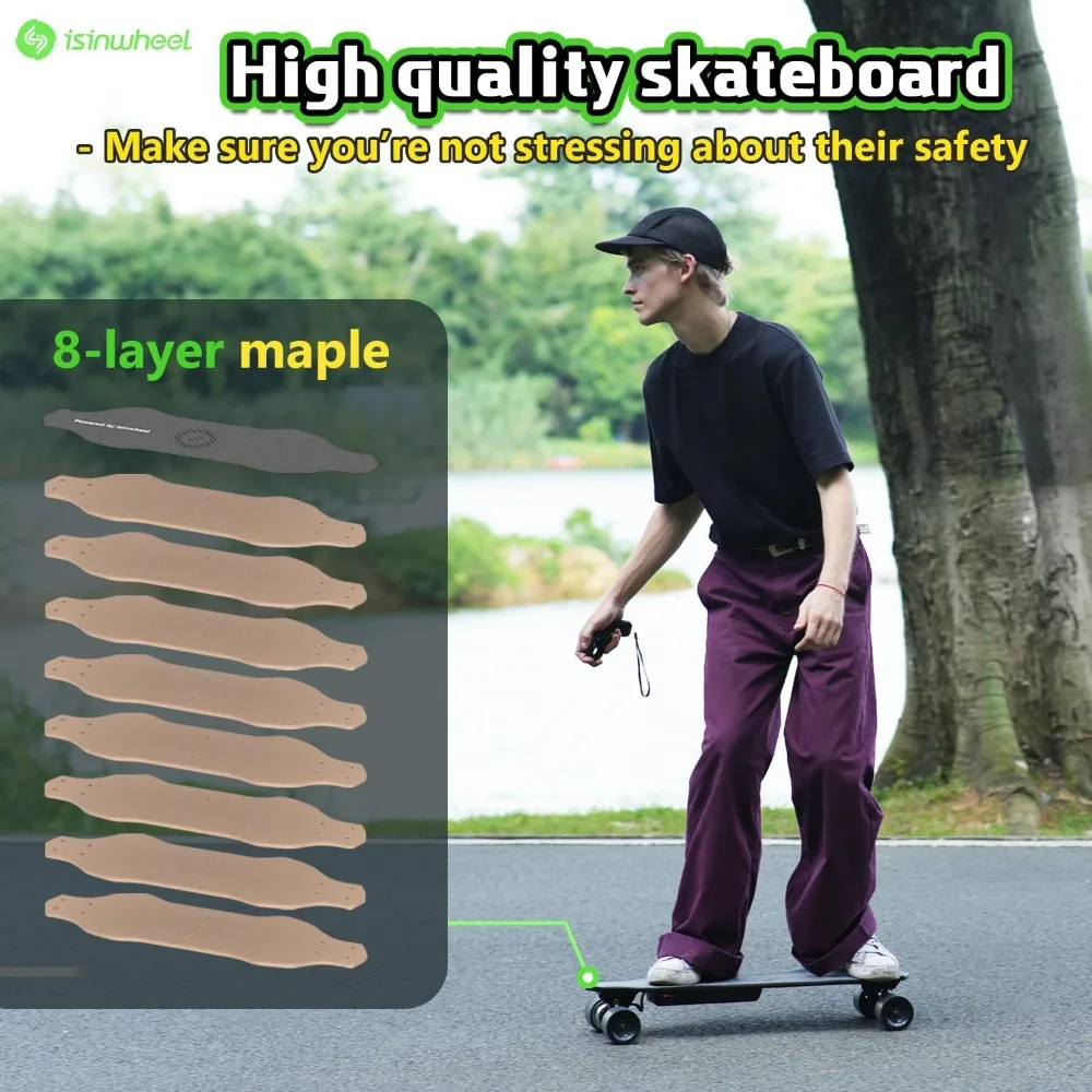 Electric Skateboard with Remote, 1200W/450W/3000W Brushless Motor, 30 Mph 32Mph Top Speed, Electric Longboard for Adults ＆Teens