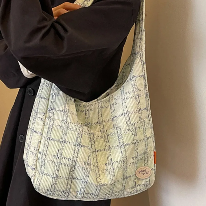 Student Canvas Women's Corduroy Underarm New Capacity Cute Bag, Shoulder Mobile Phone Bag Large Capacity Female Casual Lovely