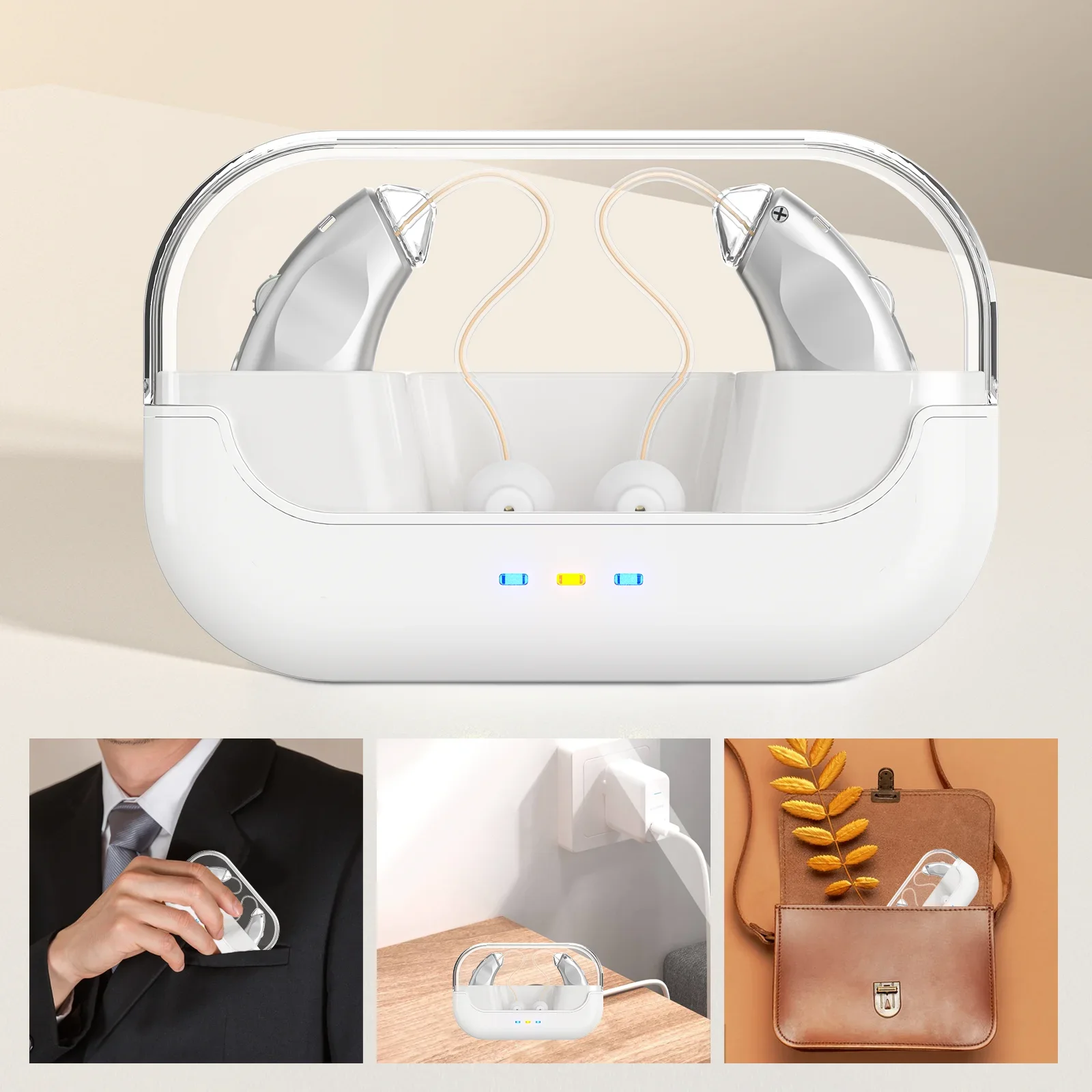 Behind The Ear Hearing Aids For Elderly Deafness Rechargeable Amplifier CIC Mini Digital Hearing Aid With Charging Case hearing aid