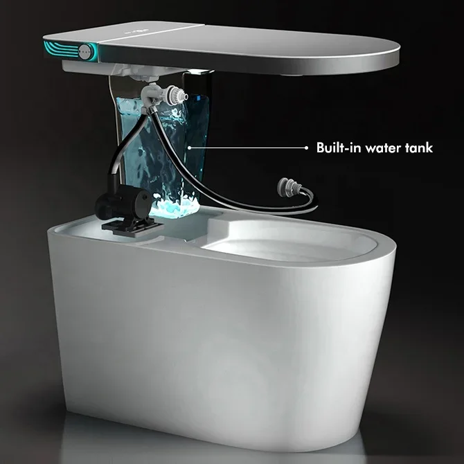 YYHC-Modern auto open electronic toilet concealed  tank one piece intelligent bidet smart toilets 6