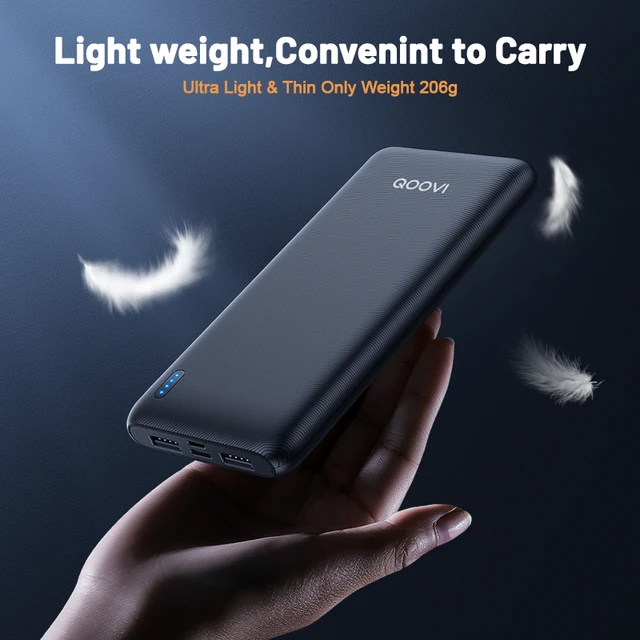 QOOVI 10000mAh Power Bank Ultra-thin Portable Charger For iPhone 13 Xiaomi Samsung Huawei External Battery 10000 mAh PowerBank