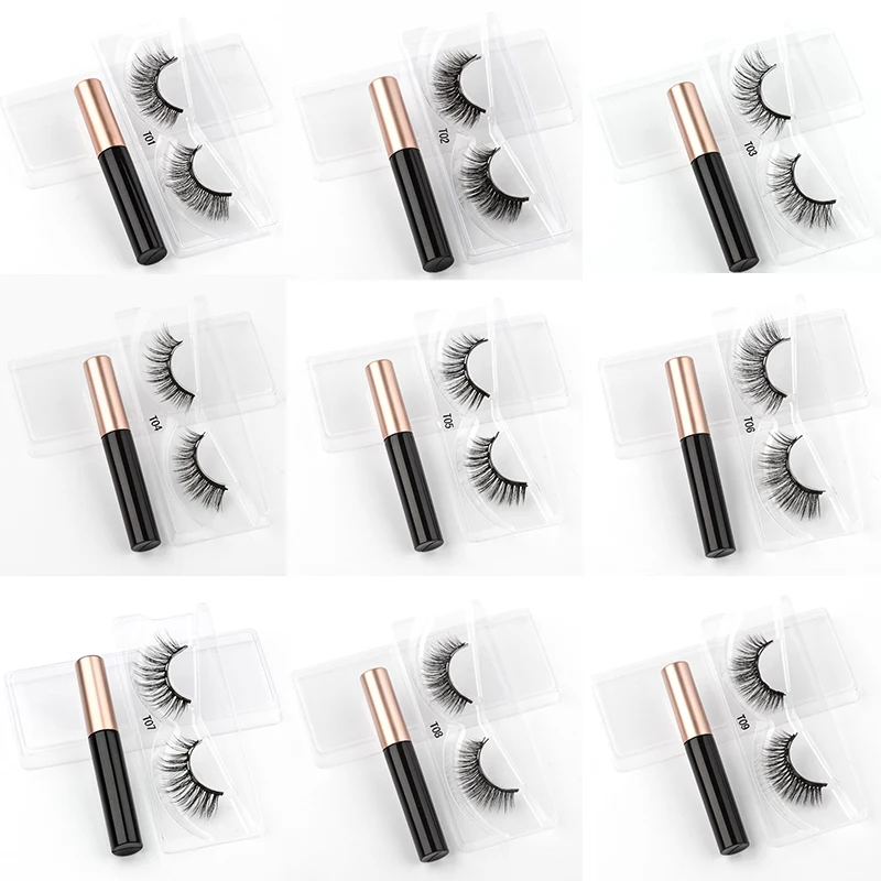 Magnetic Eyelashes False Lashes Repeated Use Waterproof Liquid Eyeliner With Tweezer Make Up Sets 1/3/4Pairs fake eyelashes