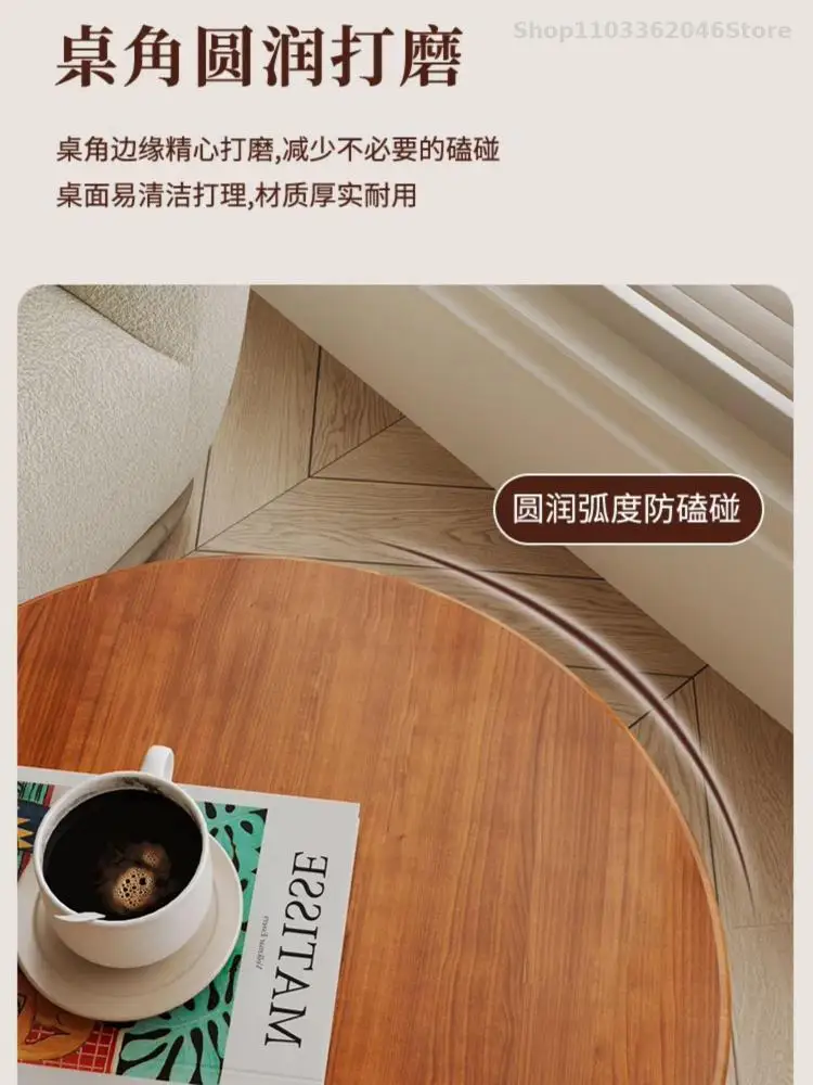 Middle Ancient Solid Wood Coffee Table Small Round Table Mini Simple Small Apartment Sofa Side Internet Red Creative