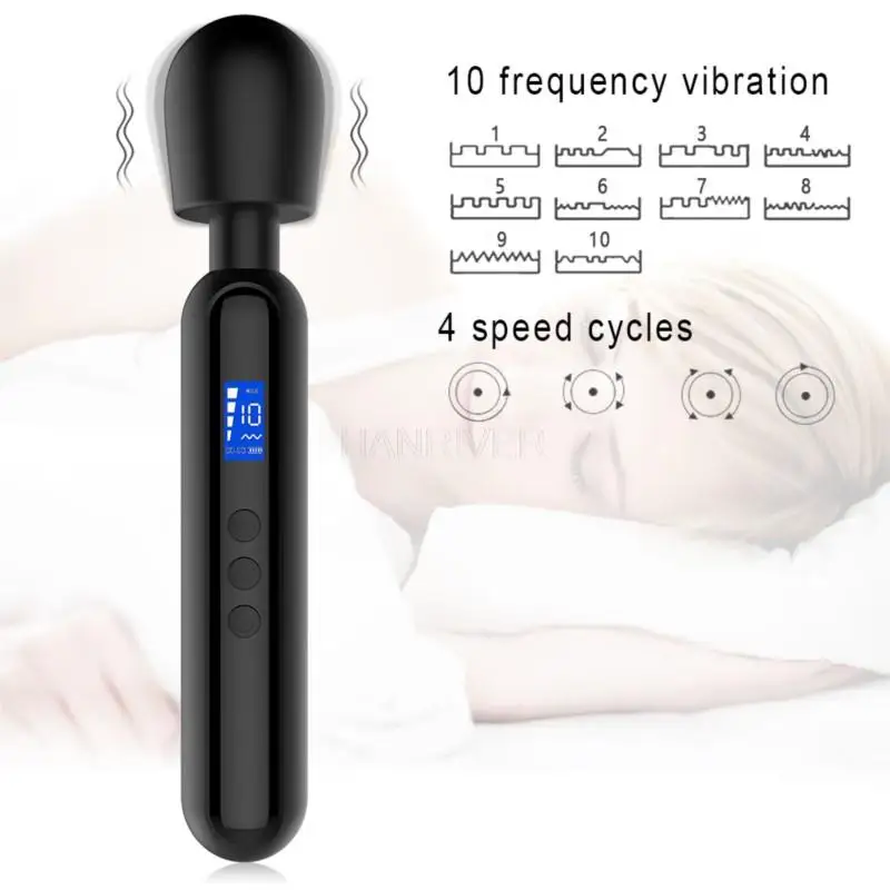 Huge Magic Wand Massager Body Relaxing Strong Vibration Handheld Massager With LED Display Muscles Massage Stick Vibrator