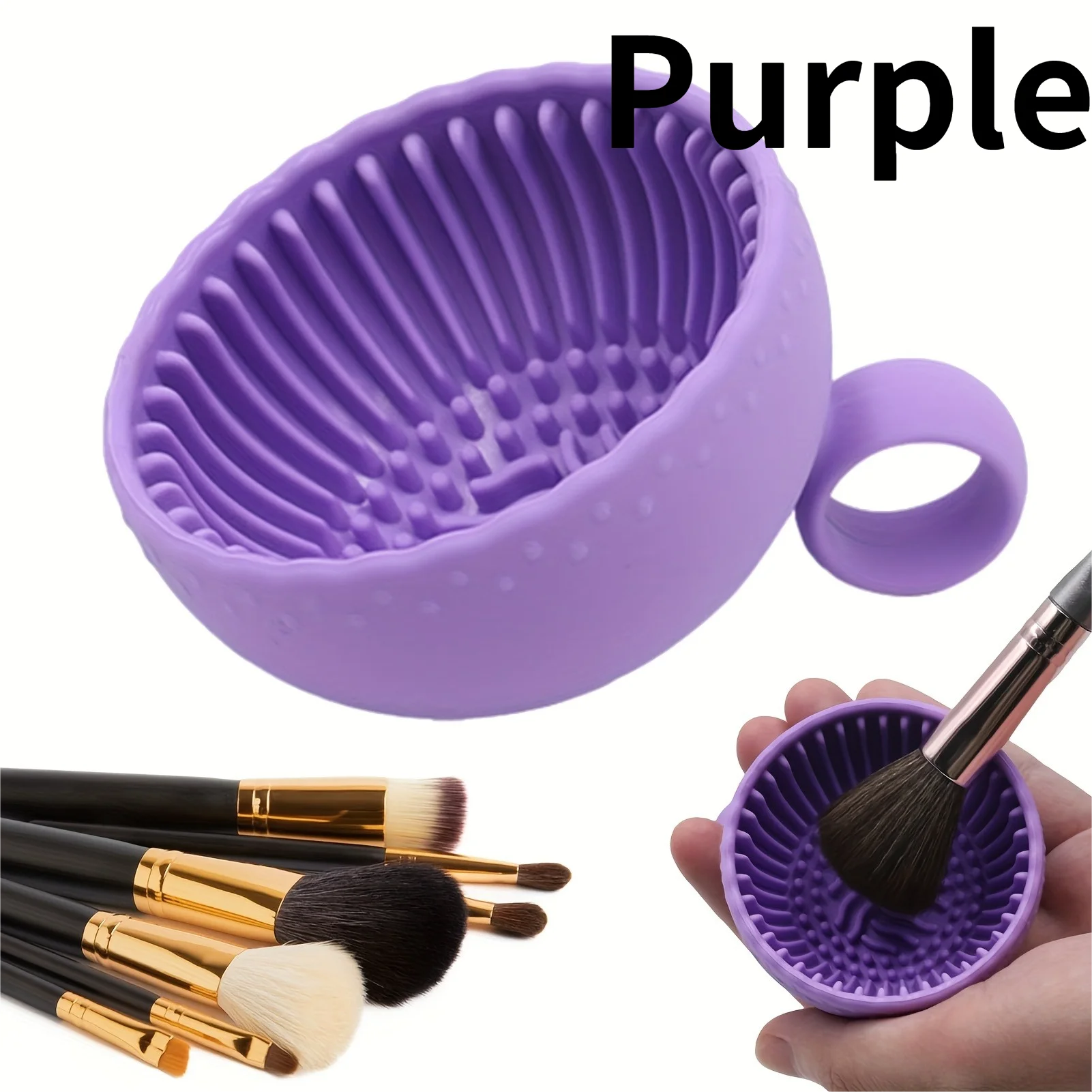 Silicone Brush Cleaner Bowl with Scrubber Pad