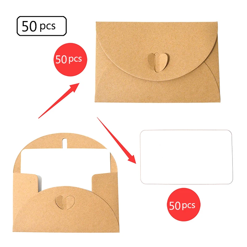 Kraft paper Envelopes 7x10.5 50pcs for Wedding Graduation Baby Shower Greeting Card