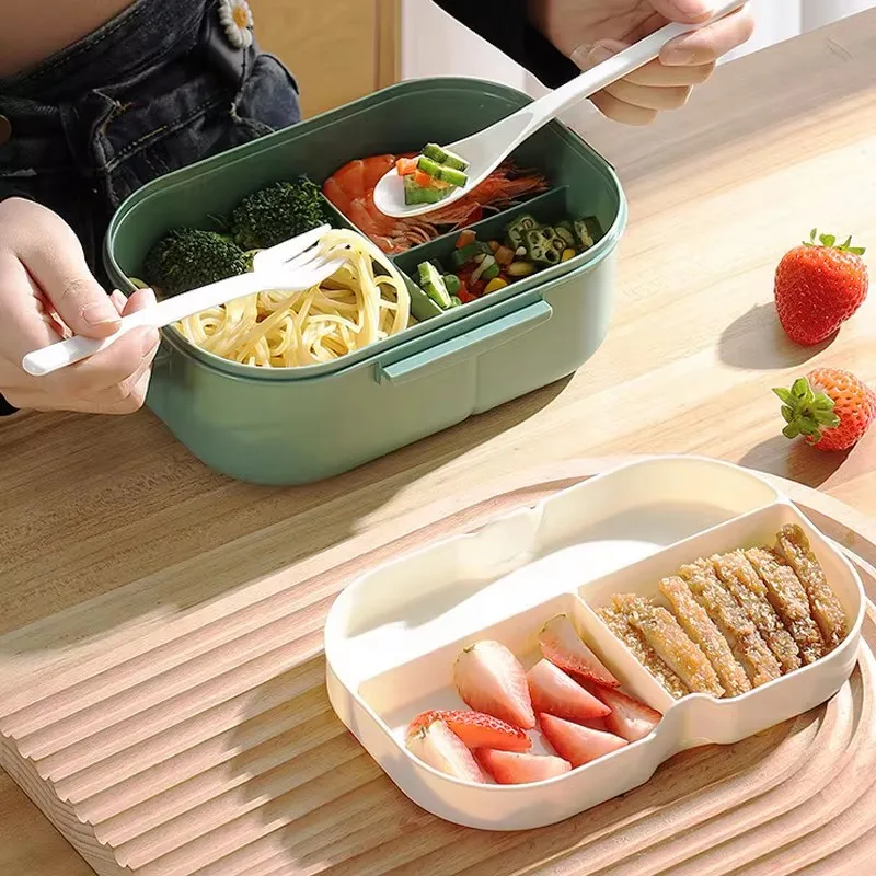 Kitchen Supplies: Single-layer, Double-layer Portable Fruit Food Box, Lunch Box with Fork Spoon and Spoon Preservation Box 2