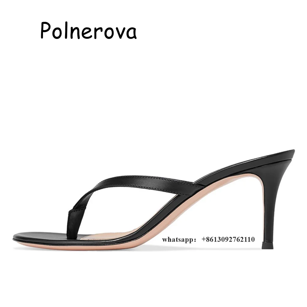 Flip Flop Slippers Thin Heels Slip On Women's Shoes Summer Casual Solid Real Patent Leather Ladies Large Size Fashion Shoes