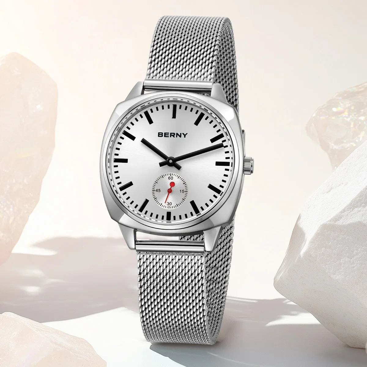 BERNY Quartz Ladies Watch Simple versatile railway watch for women Simple Dial Wristwatch Waterproof Leisure Watch for Women 4