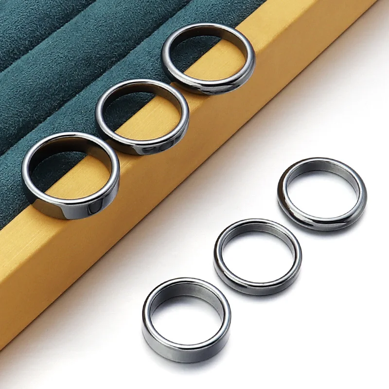 Anello in ematite nera set elegante per uomo e donna_voghion.com