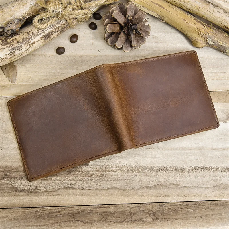 Luufan Vintage Men's Wallet Genuine Leather Short Purse Wallets Men Small Slim Coin Purse Trifold Carteira Pocket Male Wallet 3