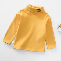 Autumn Winter Children Girls Undershirt Cotton Velvet Turtleneck Printed Baby Girl Base Top Long Sleeve Warm Kids Girl Pullovers 2