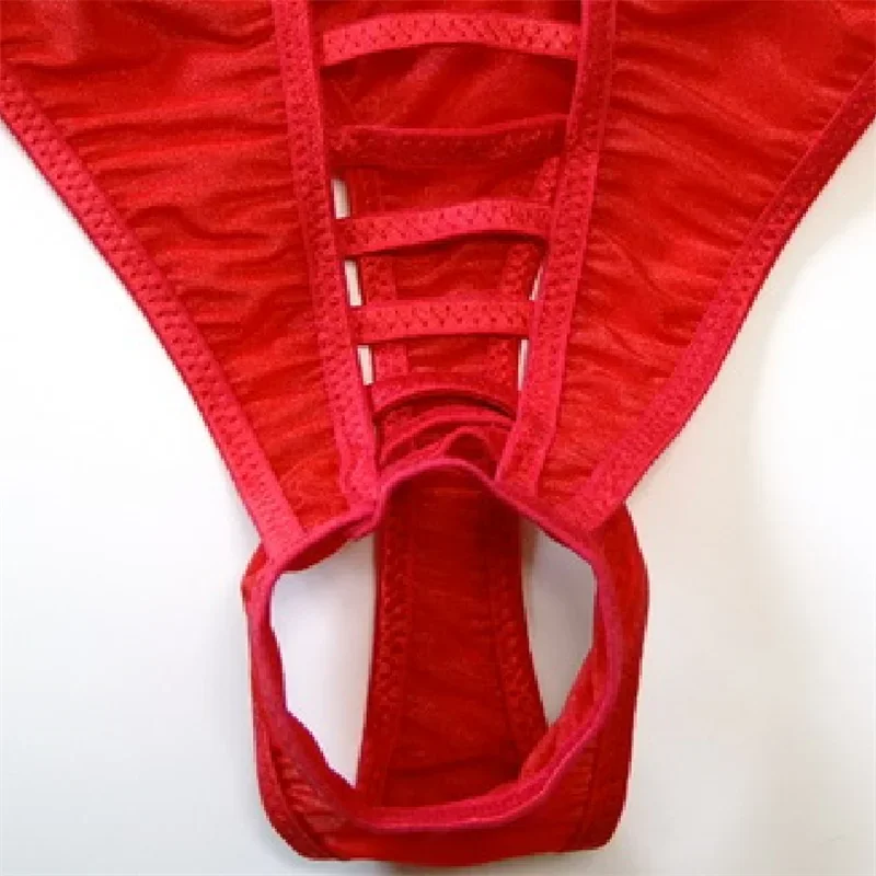 1PCS Crotch Open Underwear for Men Hollow Bandage Gay Sexy Underwear Erotic See Through Thong with Penis Hole