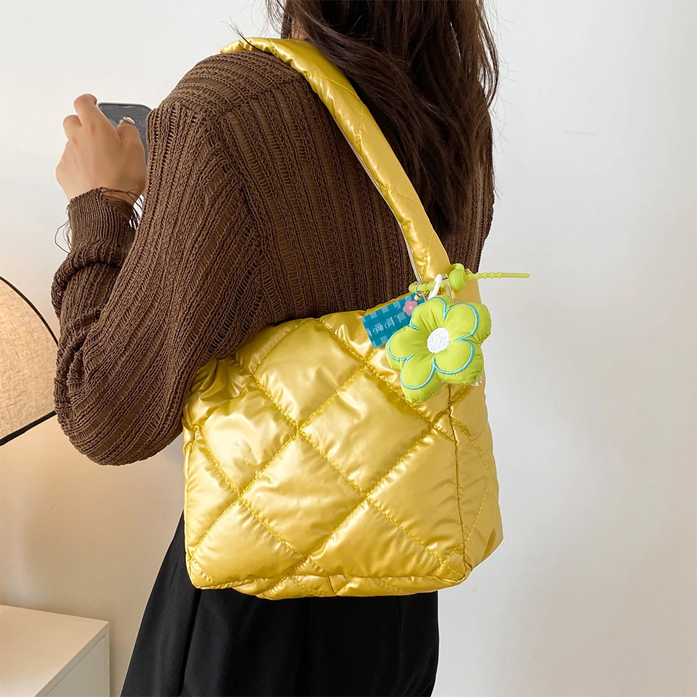 Sfd27b6d353574b44955eaeeb1ed8f446l Quilted Top Handle Bag for Women Puffer Handbags Puffy Shoulder Bag Winter Cotton Padded Shopping Bag Ladies Purse Commute Bag Mallzona