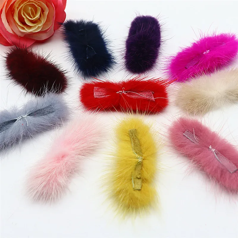 Craft Supplies Pom Poms Craft Supplies 5/10 Pcs 3*7 Cm Mink Fur Pom-pom Bow Tie DIY Hairpin Headdress Corsage Bow Tie DIY Hair Accessory Phone Case Crafts Material