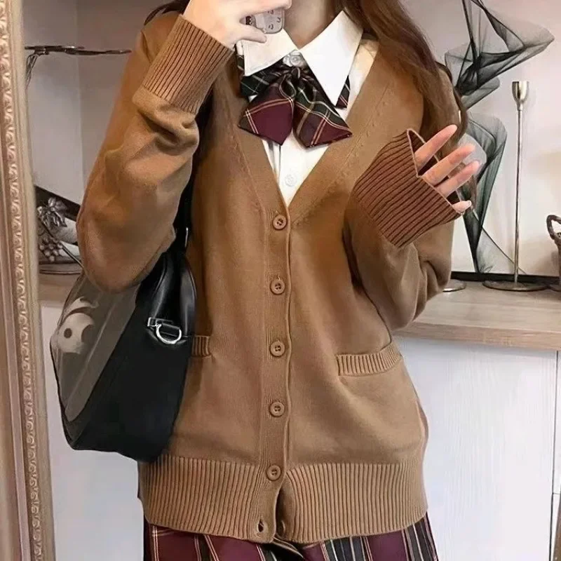 Fashionable single breasted long sleeved solid color cardigan - elegant women's V-neck knit design, Full score daily collocation 4
