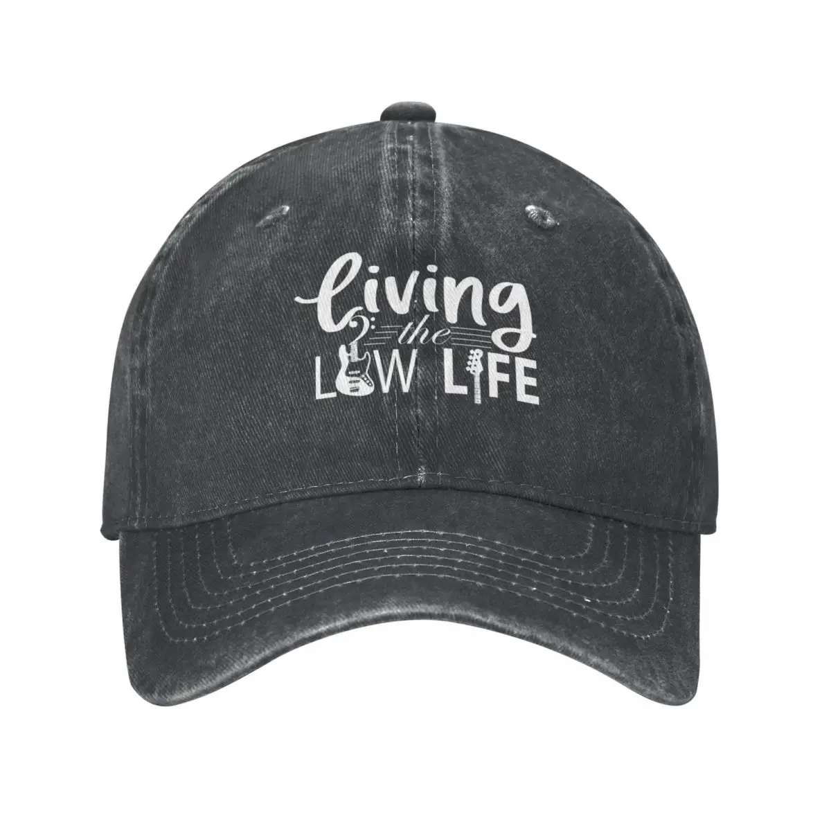

Living the Low Life-Bass Guitar-Bassist-Bass Clef-Bass Guitar Player Cowboy Hat Horse Hat Hat Female Men'S