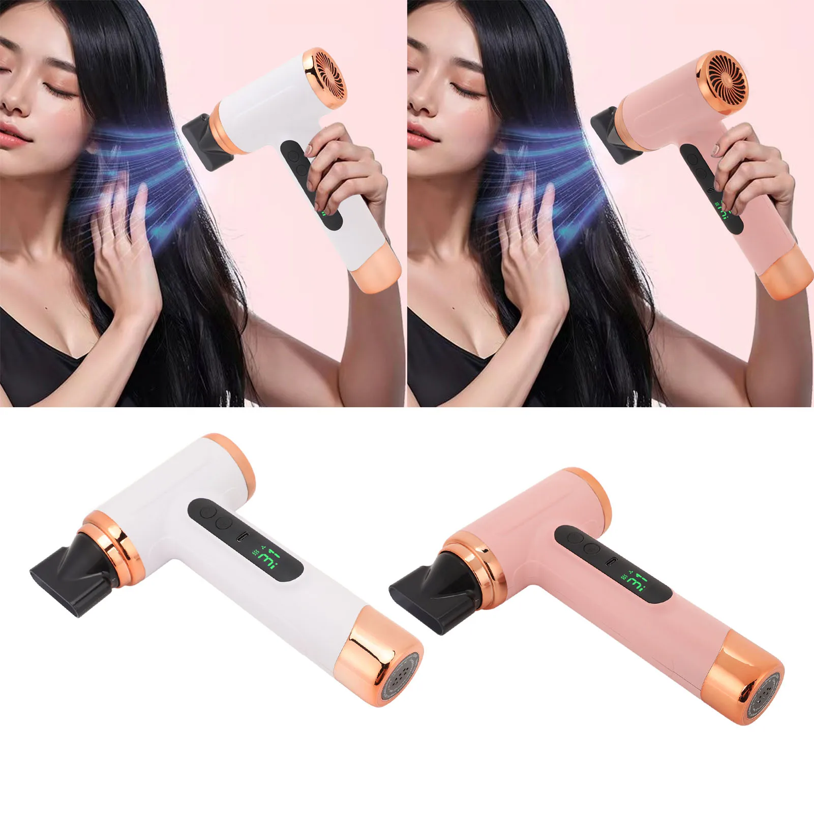 Portable Hair Dryer 200W USB Rechargeable Lightweight Multi Modes Fast Drying Hot and Cold Air Hair Dryer 15000mAh for Travel hair dryer portable hair dryer