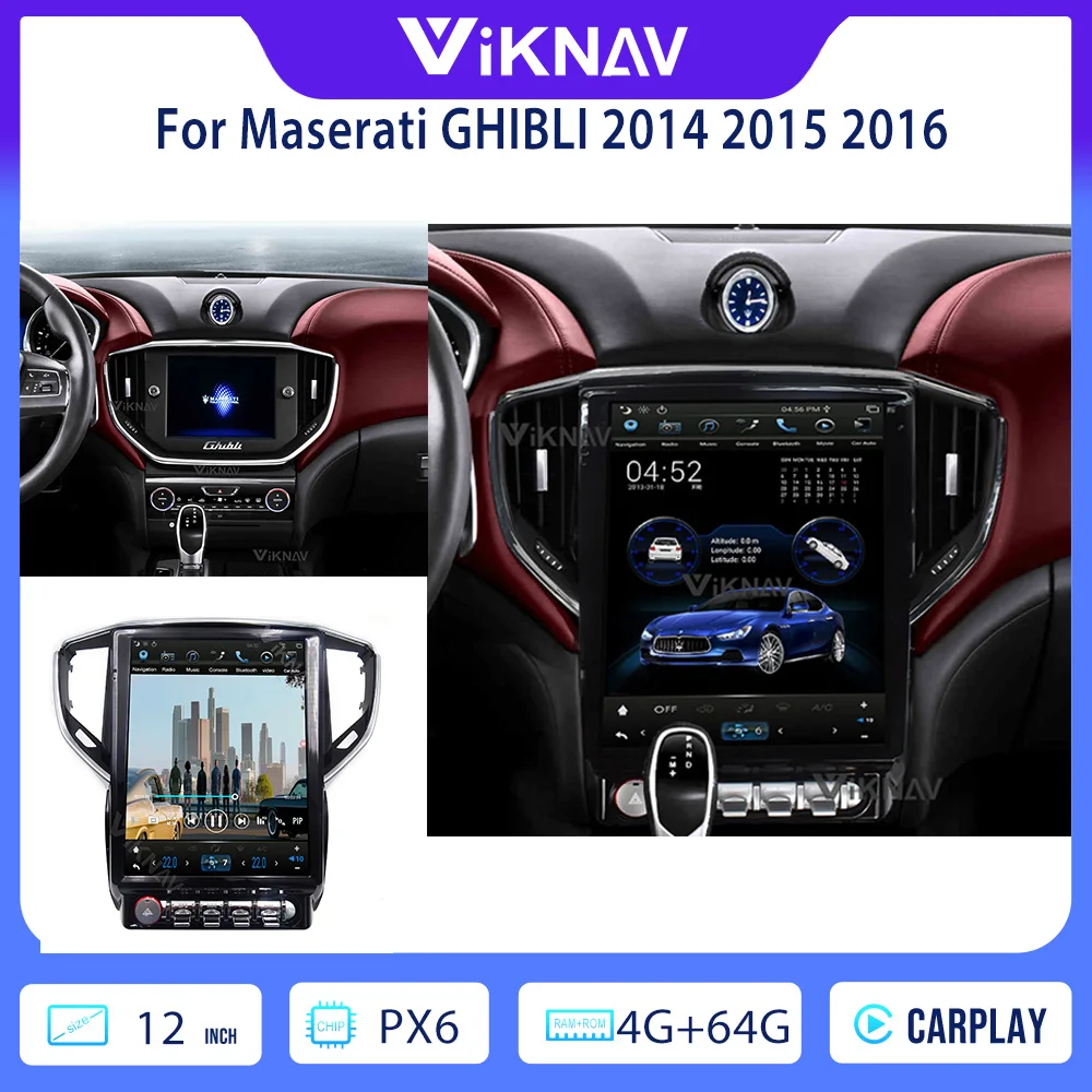 

BIG Screen 12.1Inch Car Radio For Maserati Ghibli 2014 2015 2016 Auto Stereo Android System 64G GPS Navigation