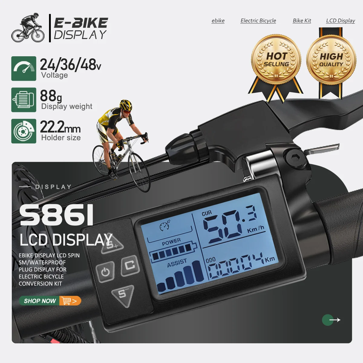 For E-Bike LCD Display 24V/36V/48V Display E-Bicycle MTB Part Electric Bike 2024