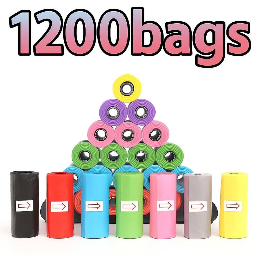 Dog Poop Bags Random Color Cartoon Paw Graphic Leak-Proof Dog Waste for Pet Supplies