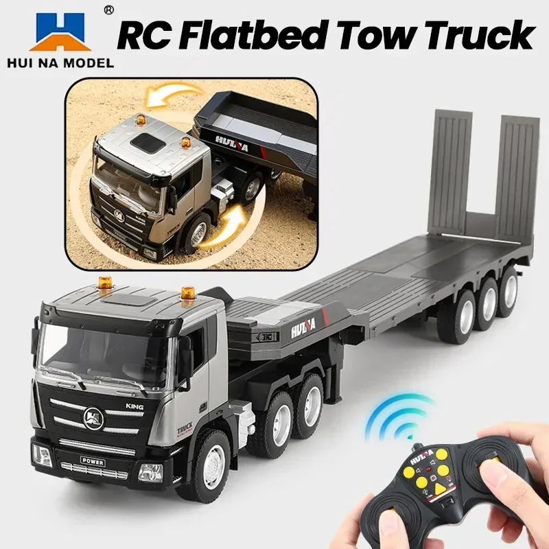 Huina 1318 Rc Truck Alloy 9Ch 1/24 83Cm Large Flatbed Trailer Remote Control Transport Truck Model Electric Toys for Boy Gift