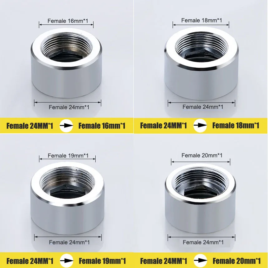 Description Picture 2 of itemF24 Transfer To 16 18 19 20 22 24 1/2'' Female x Female Screw Faucet Adapter Kitchen Bathroom Aerator Brass Joint Tape Connector