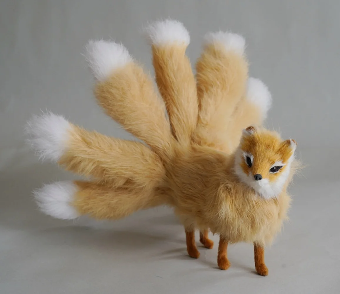 10 Pieces A Lot Mini Creative Simulation Fox Toys Resin&fur Yellow