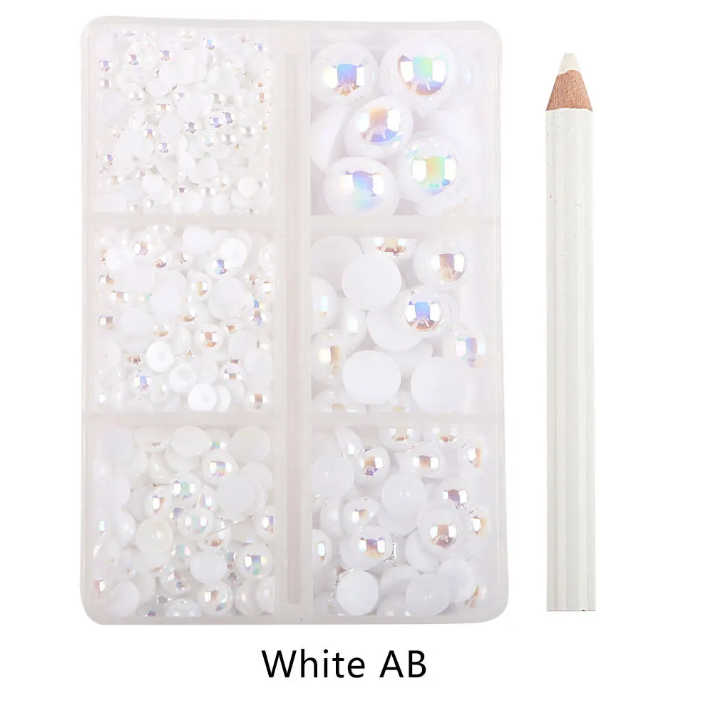 Stone Beads 1 Box Half Round Pearl Beads ABS Flatback Rhinestones For DIY Crafts Sewing Dress Shoes Decoration A0145