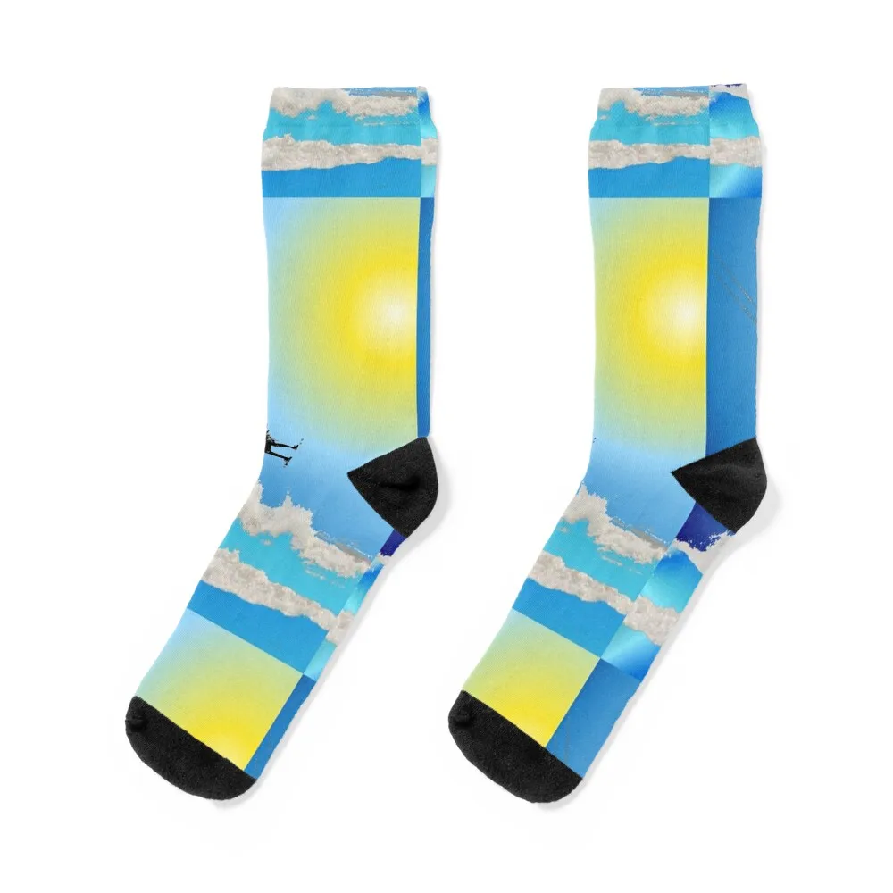 Be Happy, go fly a kite! Socks Crossfit moving stockings winter gifts Ladies Socks Men's