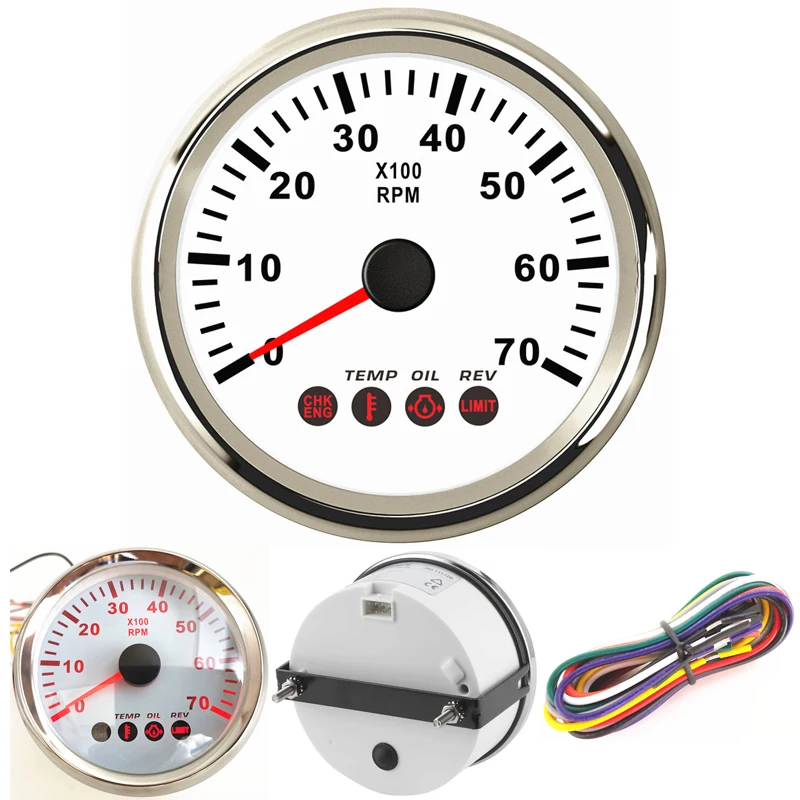 

New Type 85mm Cars Tachometers 0-7000RPM Marine Rev Counters Device for Auto Truck RV with Rev Alarm Oil Pressure Alarm Function